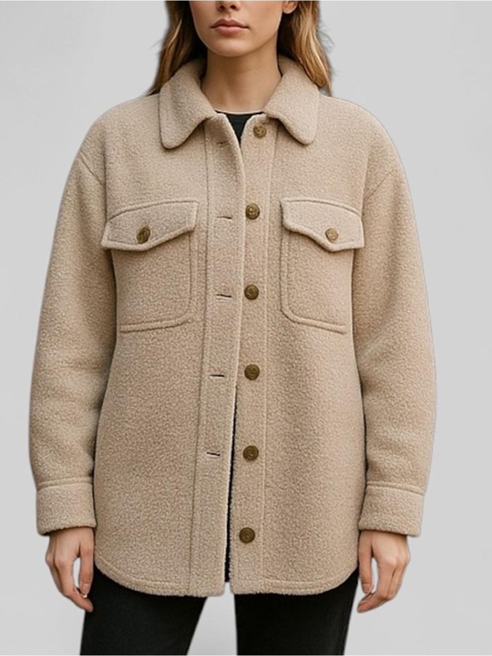 Joie Beige Teddy Sherpa Shacket